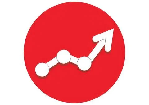 White graph with upward arrow showing growth trend Stockillustratie