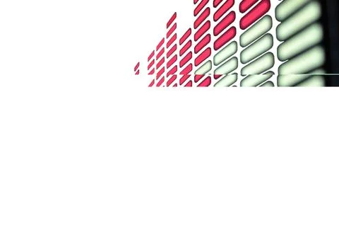 White graphic background with rectangular luminous pixels of red and yellow Stockfoto's