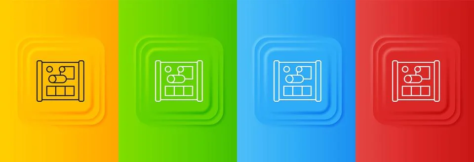 White Graphing paper for engineering icon isolated on colorful background. .. Illustrazione stock