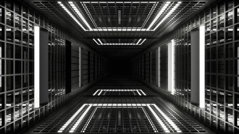 White Grate Tunnel with Strobe Background VJ Loop in 4K Stock Footage 278312267