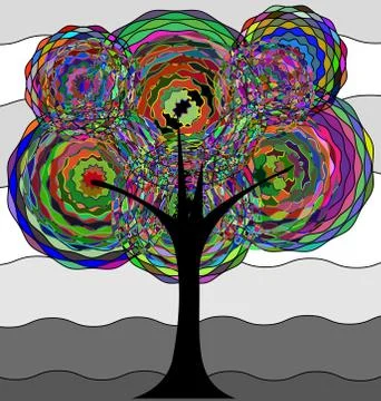 White gray background and the abstract tree Stock Illustration