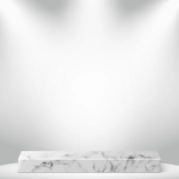 White - gray background studio, with rectangular marble podium - Vector Stock Illustration