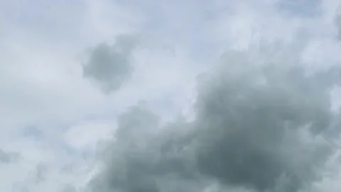 White Gray Cumulus Clouds, Cloudy Sky, Timelapse, Atmosphere, Weather Forecast.  Stock Footage 205191093