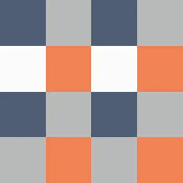 White Gray Orange Large Seamless French Checkered Pattern. Big Colorful Fabri Stock Illustration