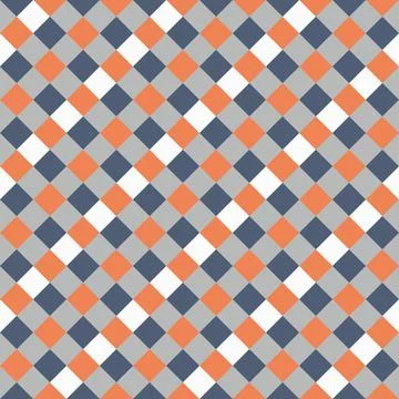 White Gray Orange Seamless Diagonal French Checkered Pattern. Inclined Colorf Stock Illustration