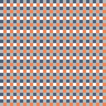White Gray Orange Seamless Small French Checkered Pattern. Little Colorful Fa Stock Illustration