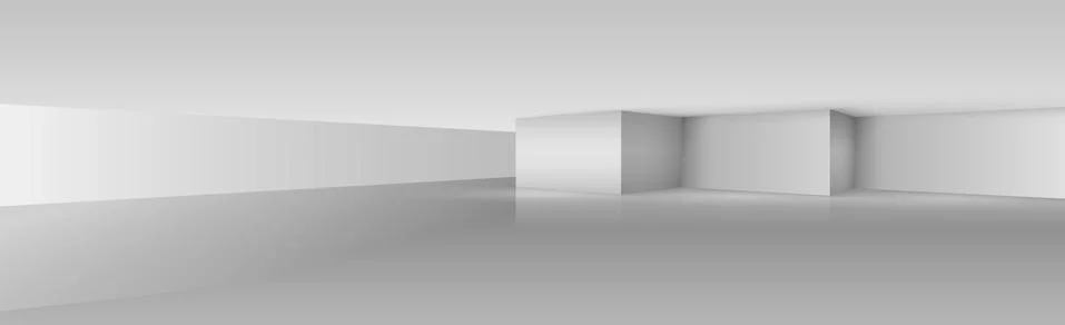 White with gray panoramic studio background with white glow - Vector Stock Illustration