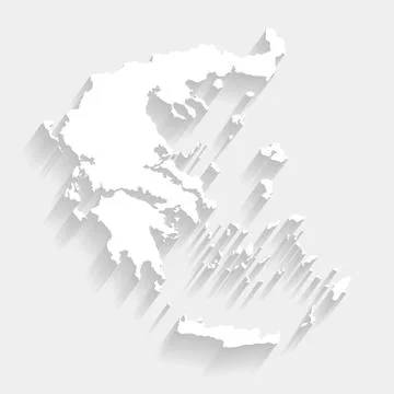 White Greece map on gray background, vector Stock Illustration