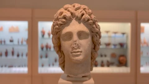 White Greek Statue Head Stock Footage 240641114