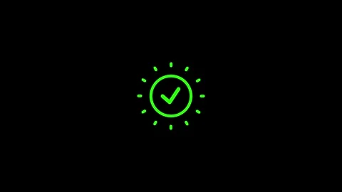 White to green check mark loading transition animation on black background. Stock Footage 345429153