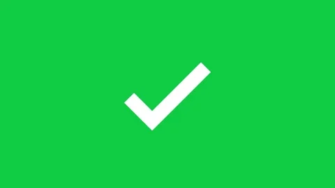 White green check tick mark approved animation on green screen background Stock Footage 280238708