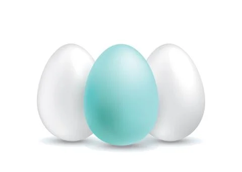 White Green Easter eggs on white background. Easter banner Stock Illustration