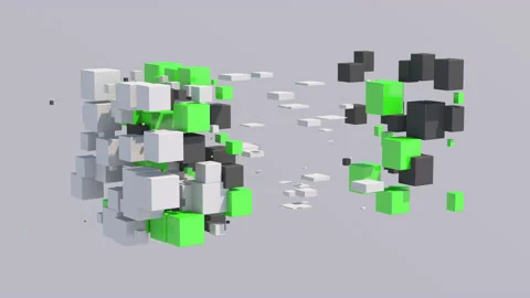 White, green, gray cubes flying and morphing. 3d render. Stock Footage 146371701