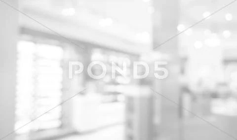 White Grey Bokeh Blur Of Department Store Shopping Background