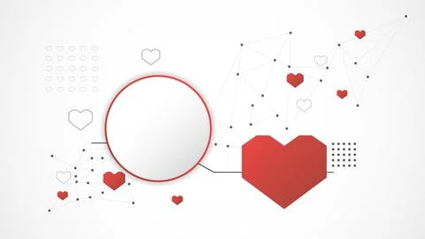 White grey circle technology heart background abstract. Illustrazione stock