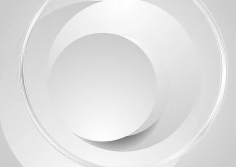 White grey geometric tech background with glossy circles Stock Illustration