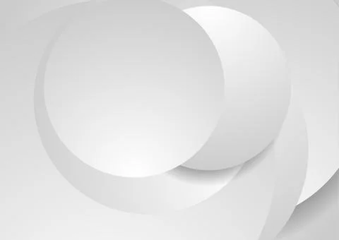 White grey geometric tech background with minimal paper circles 스톡 일러스트