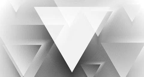 White grey geometric tech background with glossy triangles and linear circles Stock Illustration