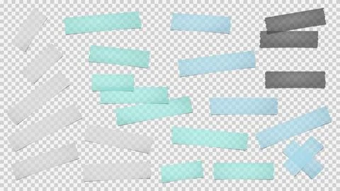 White, grey, green, blue different size adhesive, sticky, masking, duct tape Stock Illustration