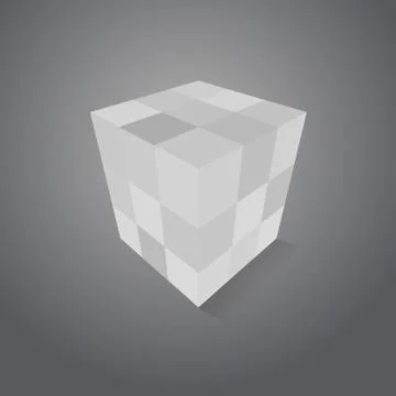 White-grey pixel cube Stock Illustration