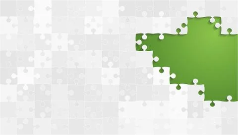 White Grey Puzzles Pieces - Vector Green Jigsaw Stock Illustration
