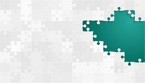 White Grey Puzzles Pieces - Vector Teal Jigsaw Stock Illustration
