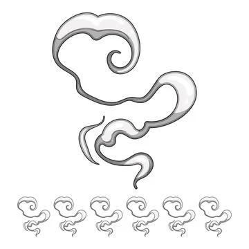 White grey smoke puff cloud vector graphic Stock Illustration