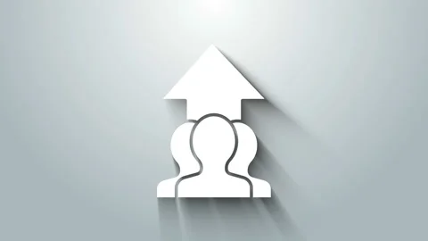 White Growth chart and progress in people crowd icon isolated on grey background Stock Footage 145782348