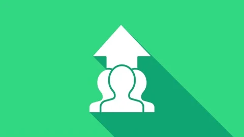 White Growth chart and progress in people crowd icon isolated on green Stock Footage 146977610