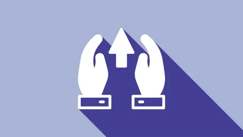 White Growth chart and progress in people crowd icon isolated on purple Stock Footage 148298370