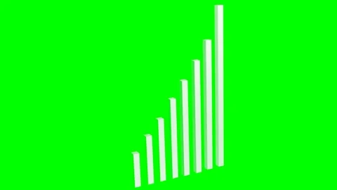White growth graph with rising bars on green chromakey background for inserts. Stock Footage 289739021