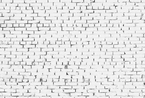 White grunge brick wall background. Painted texture Stock Photos
