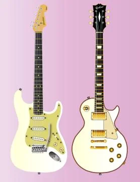 White Guitar Collection Stock Illustration