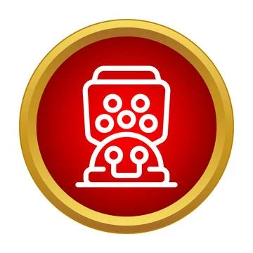 White gumball machine icon in red circle Stock Illustration