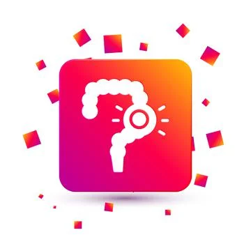 White Gut constipation icon isolated on white background. Bowel problems. Square Stock Illustration