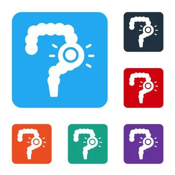 White Gut constipation icon isolated on white background. Bowel problems. Set Stock Illustration