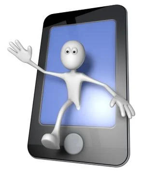 White guy and smartphone - 3d illustration Illustrazione stock