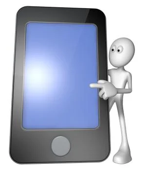 White guy behind smartphone - 3d illustration Illustrazione stock