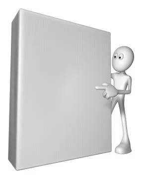 White guy with blank box - 3d illustration Stock Illustration