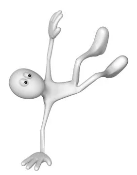 White guy is breakdancing - 3d illustration Stock Illustration