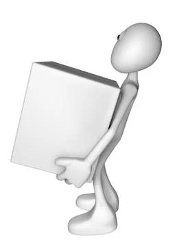White guy carries a crate - 3d illustration Illustrazione stock