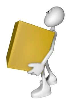 White guy is holding a box - 3d illustration Illustrazione stock