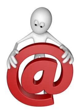White guy is holding email alias - 3d illustration Stock Illustration