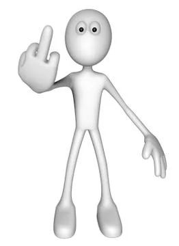 White guy shows his middle finger - 3d illustration Stock Illustration
