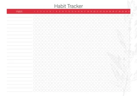 White habit tracker with minimalistic  leaf design Stock Illustration