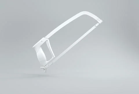 White Hacksaw on a Gray Studio Background. 3D render. Stock Illustration