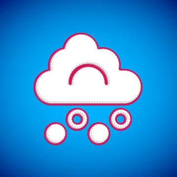 White Hail cloud icon isolated on blue background. Vector Stock Illustration