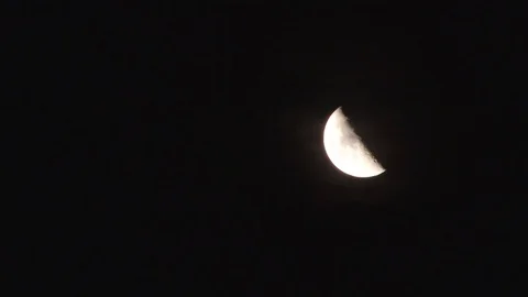 White half moon descends to earth Stock Footage 91900531