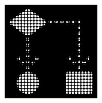 White Halftone Algorithm Flowchart Icon イラスト素材