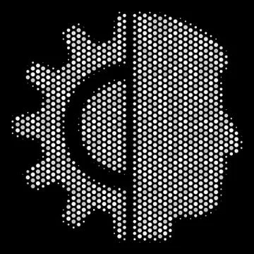 White Halftone Android Robotics Icon イラスト素材